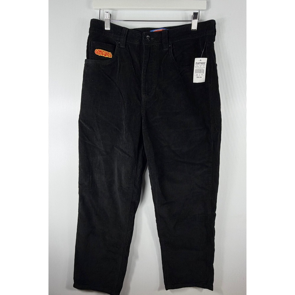 Empyre Youth Corduroy Skate Pants Black Loose Fit Size 30 Y2K Streetwear Grunge